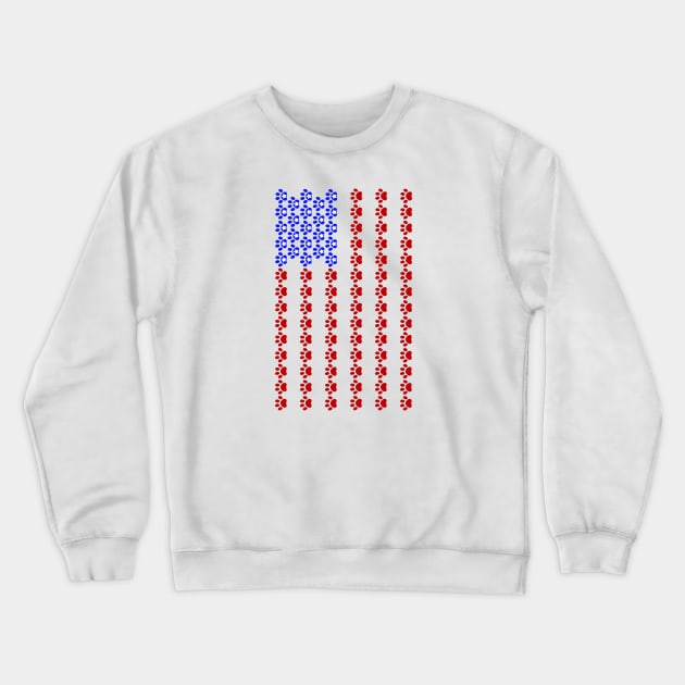 Patriotic Paw Print US Flag (Vertical) Crewneck Sweatshirt by ARTWORKandBEYOND